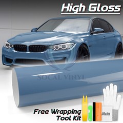 High Gloss Porcelain Blue Car Vinyl Wrap Sticker Decal Sheet Film Air Release