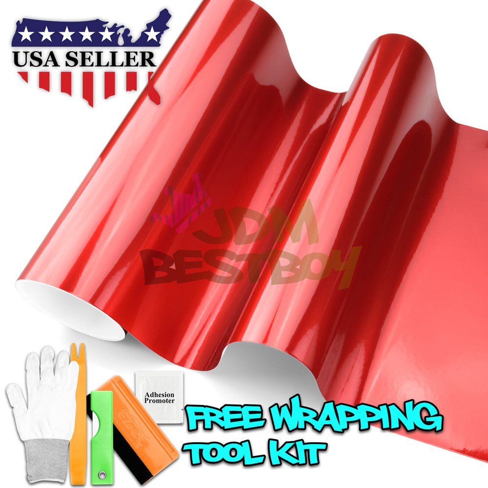 Gloss Metallic Red Candy Decal Car Vinyl Wrap Film Sticker Sheet Sparkle DIY