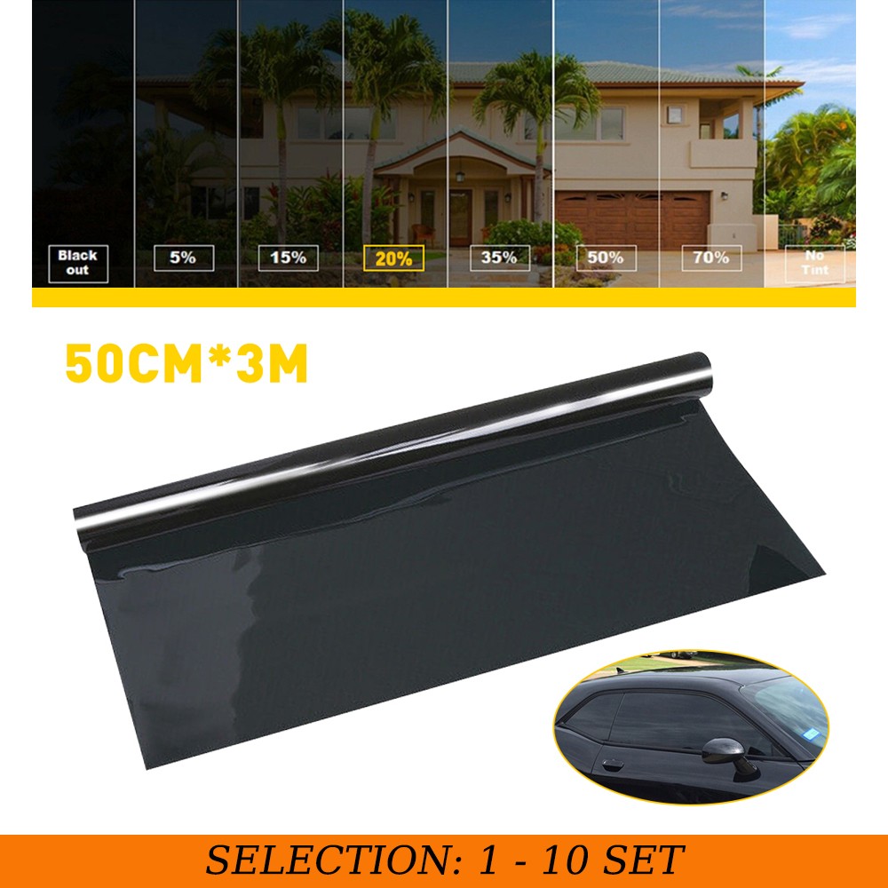 1-10X 20″x10ft 20% VLT Window Tint Kit Car Privacy Heat Insulation UV Protection