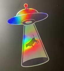 Funny Alien SciFi UFO Space Abduction Believe bigfoot cow conspiracy decal fun