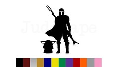 Mando and Grogu Silhouette Vinyl Decal Sticker Baby Yoda Car Truck Window