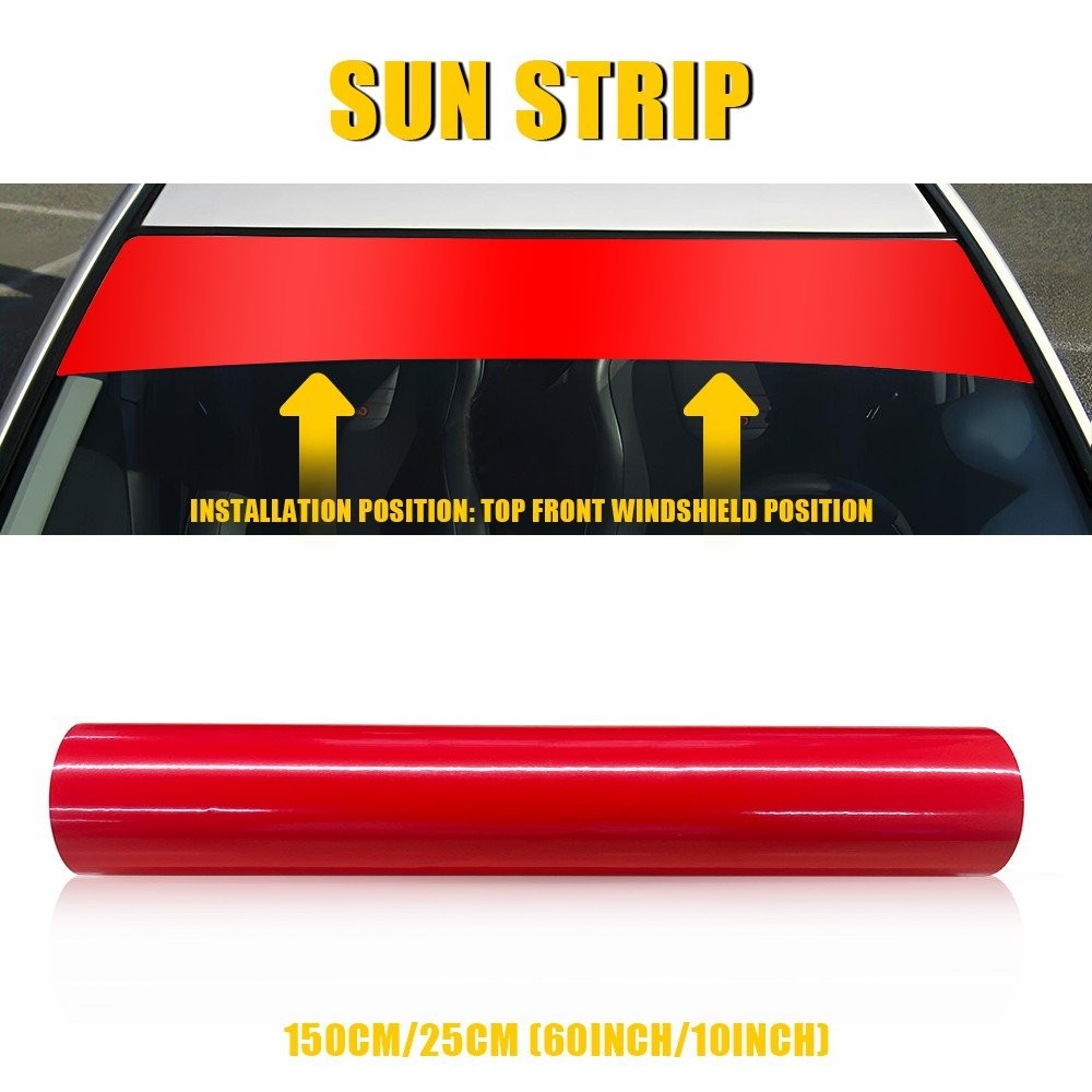 Gloss Red Vinyl Decal Sun Strip Windshield Shade Eyebrow Banner 60″x10″ B