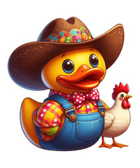 Rubber Duck Sticker 3″ Farmer Chicken Rural Farm Animals Rooster