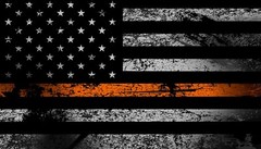 THIN ORANGE LINE AMERICAN FLAG TRUCK BACK WINDOW GRAPHIC PERFORATED VINYL