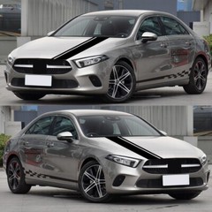5Pcs Car Side Body Vinyl Decal Sticker Sports Racing Car Hood Long Stripe Decals