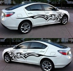 Car Decal Flame Vinyl Graphics Side Body Door Stickers Decals Black DIY 2pcs