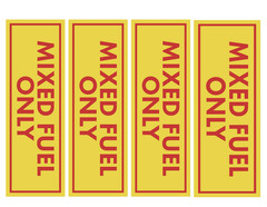 MIXED FUEL ONLY Sticker Gas Gasoline Oil MIX RACE Can Trimmer Lawn Yard Decal 4X