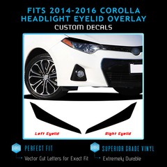 For 2014-2016 Toyota Corolla Headlight Eyelid Set Trim Decals Matte Carbon Fiber