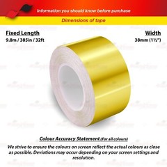1-1/2″ Vinyl Pinstriping Pin Stripe Styling Tape Decal Sticker 38mm CHROME GOLD
