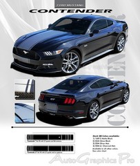 2015-2017 Ford Mustang V8 V6 CONTENDER Center Hood Rally Stripes Decals 3M Vinyl