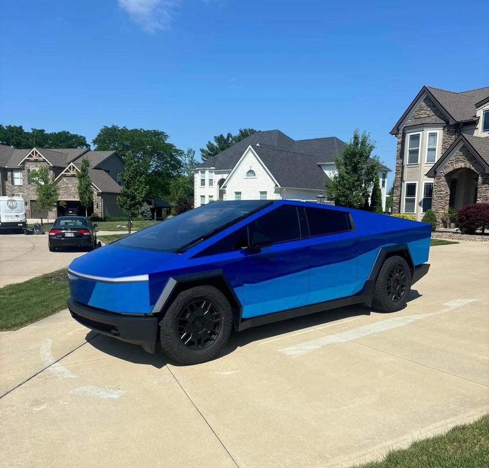 Cybertruck DIY PPF Paint Protection Film Wrap Color Change Gloss CHROME BLUE