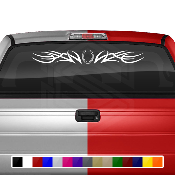 101-01 HORSESHOE Windshield Decal Window Sticker Vinyl Graphic Design Trailer