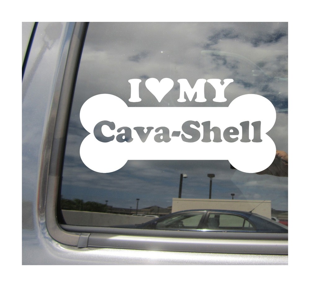 I Heart Love My Cava-Shell – Hybrid Dog Bone Car Vinyl Decal Sticker 13268