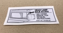 90-92 CADILLAC FLEETWOOD BROUGHAM D’ELEGANCE HEADLAMP BULBS DECAL STICKER
