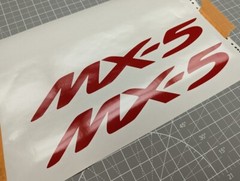 2 pack- MX-5 logo gloss red vinyl Decal Sticker 12″ x 1.75″