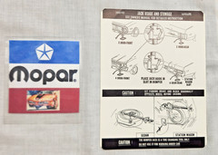 1972 72 Satellite Road Runner GTX Jacking Instructions trunk lid decal 3595702