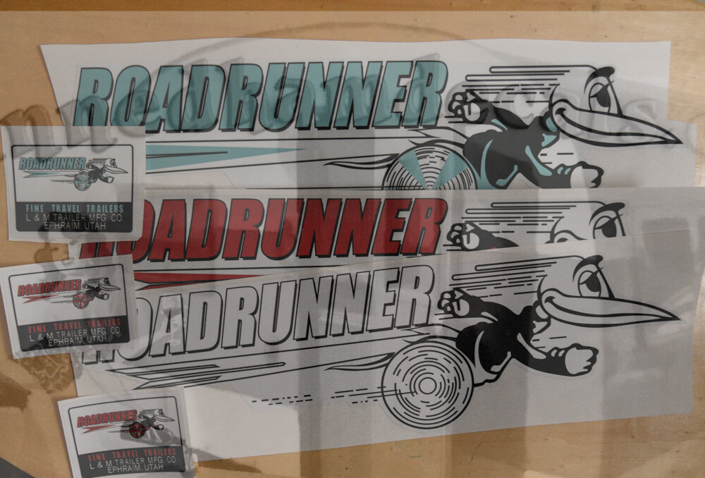 Roadrunner Vintge 1960’s Travel Trailer Reproduction Decal Ephraim, UT set of 3