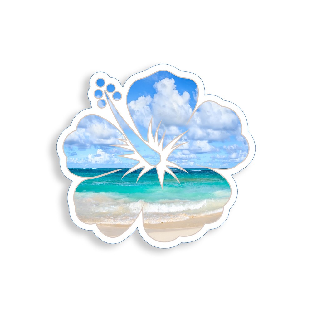 Hibiscus Flower Sticker Beach Ocean Cup Laptop Car Vehicle Window Bumper Decal