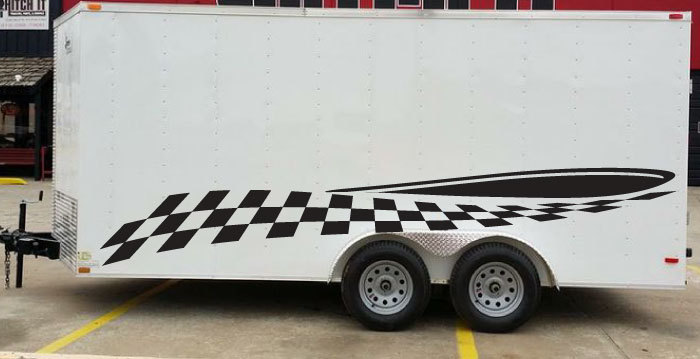 Checkered Flag Race Pickup Trailer RV Vinyl Decal Graphic Vehicle Truck SUV Car