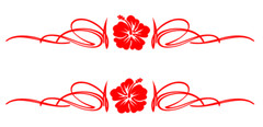 Hot Rod Hibiscus Pinstripe Decals – 1 Color – 15″ x 2″ – Set of 2 – Ships Free!