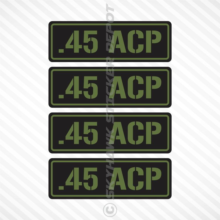 .45 Caliber Ammo Bullet Set Vinyl Decal Sticker Molon Labe Car Gun Case Olive