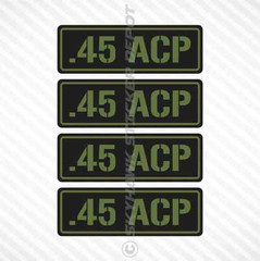 .45 Caliber Ammo Bullet Set Vinyl Decal Sticker Molon Labe Car Gun Case Olive