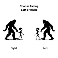 Alien Holding Bigfoot’s Sasquach Hand Vinyl Decal Choose Size and Color