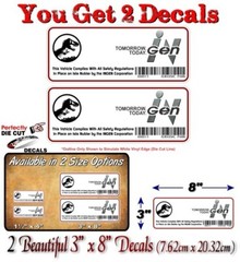 2 Jurassic Park Compliance Scan Vehicle Vinyl Decals 4×4 CJ YJ JK Door Stickers