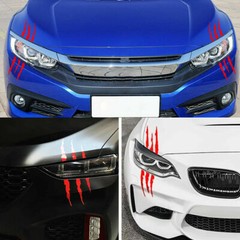 2pcs Red Monster Claw Scratch Decal Reflective Sticker Car Headlight Decoraction