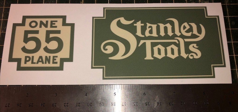Stanley Tools 55 Plane Box Logo Green White Vinyl Decals For Custom Box set of 2