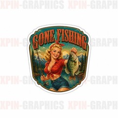 Gone Fishing Crappie Fish Vinyl Decal Sticker Pin Up Fisherman R