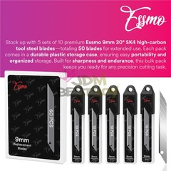 ESSMO 50pcs 30° Utility Knifes Blades Stainless Steel Vinyl Wrap Graphics Tools