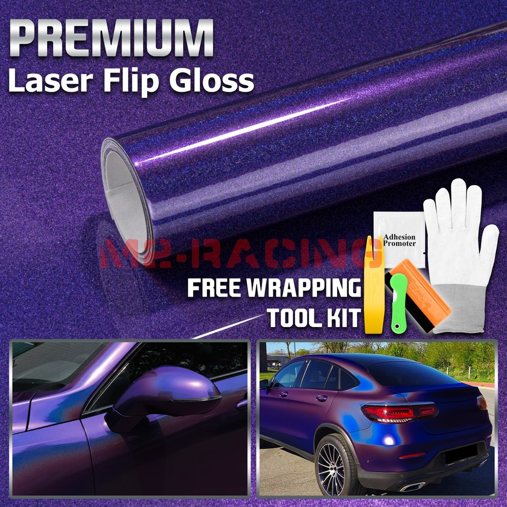 Laser Flip Gloss Purple Metallic Glossy Rainbow Holographic Vinyl Wrap Sticker