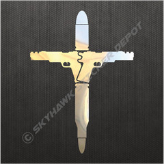 Gun Bullet Cross Vinyl Decal Sticker Motorcycle Car Window Silver Chrome Decal
