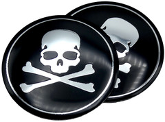 2x Metal Dome Shape Skull And Crossbones Decal Sticker Emblem Car Auto Truck 2.2