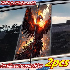 2PCS Beautiful Phoenix Car B Pillar Animals Decor Scratches Doors Vinyl Decals