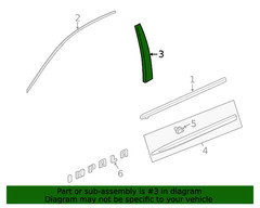 Genuine GM Front Passenger Side Door Window Frame Rear Applique 23377433