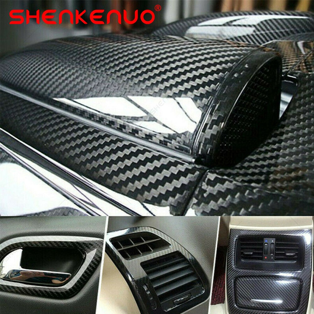 Premium Fibra De Carbono For Car Vinilo Para Autos Carros Negro 30cm*152cm 7D US