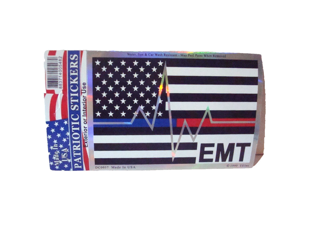 EMT & USA FLAG STICKER DECAL 4 inches