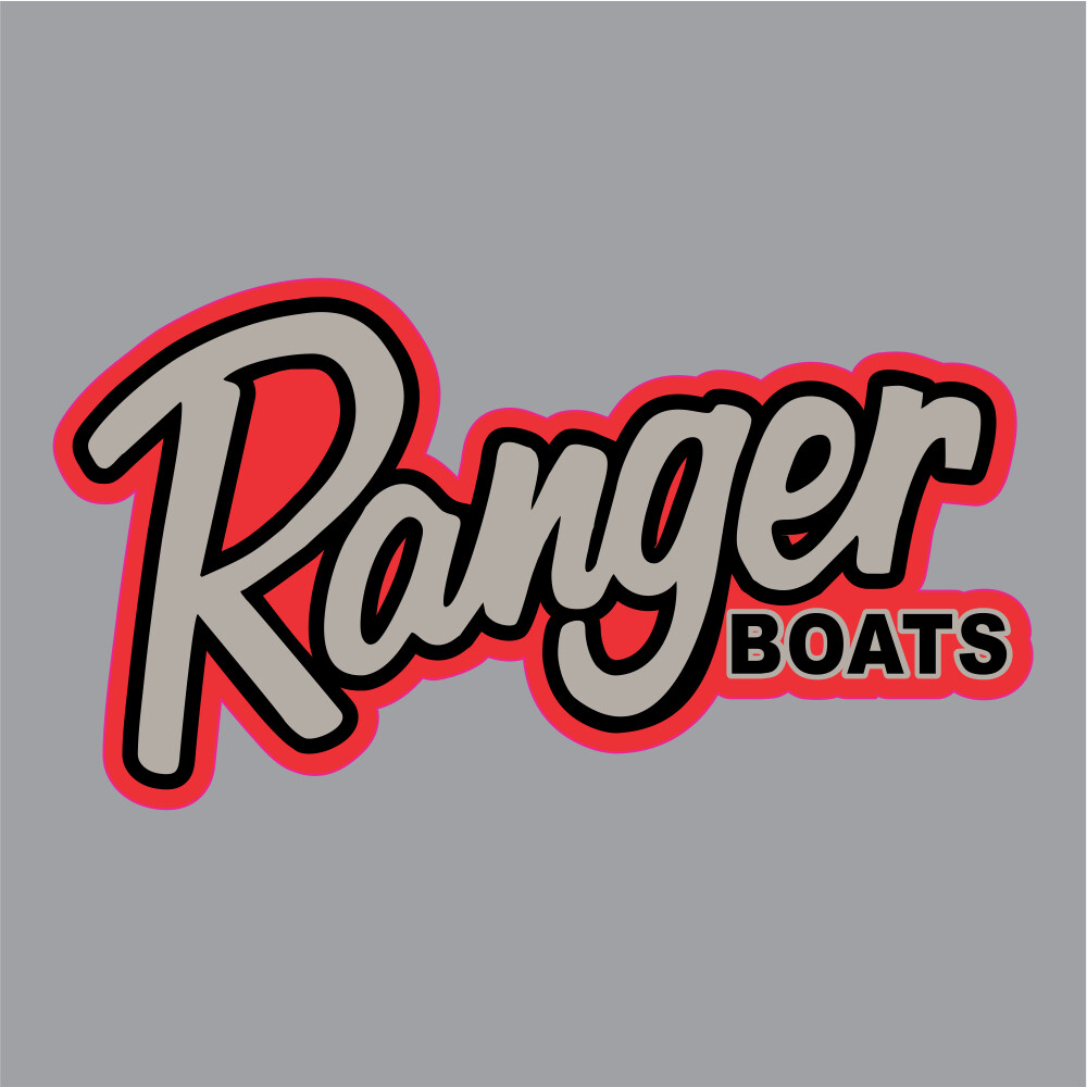 Red, black and grey Ranger Carpet Graphic Decal Sticker for Fishing Bass Boats