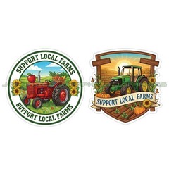 Support Local Farms Vinyl Decal Sticker Farming Agriculture Food 2 Pack C