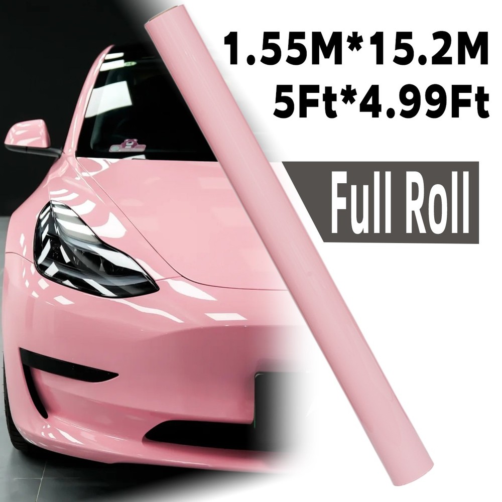 5FTx50FT PET Crystal Cherry Blossom Pink Vinyl Wrap Self-Adhesive Air Release