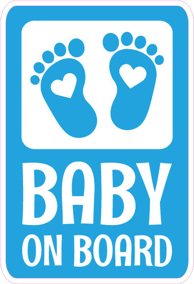 Baby on Board Rectangle Blue Logo Bumper Sticker Window Decal Multiple Sizes