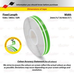 LIME GREEN 1/2″ 12mm Twin Lines Roll PIN STRIPE Car TAPE Decal Vinyl Sticker