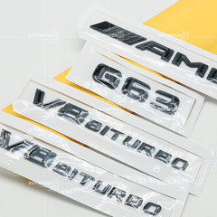 4pcs Gloss Black 3D Raised Badge For AMG G63 G-Class V8 Biturbo Side Rear Emblem