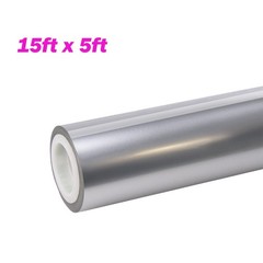 180″x60″ Ultra Gloss PET Liner GT Silver Car Vinyl Wrap Air Release 15FT x 5FT