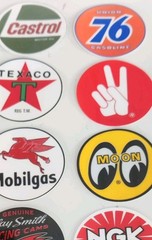 Lot Of (8) 2″ Racing Mini decals. NASCAR NHRA stickers Toolbox, Mooneyes, 76.