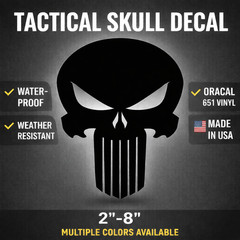 Punisher Style Tactical Skull Vinyl Decal Sticker Waterproof Die Cut Car 2–8″