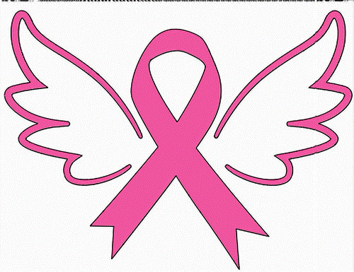 Cancer Ribbon with Wings Car Window – Premium Vinyl Decal/Sticker 5.5×4 inches