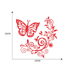 Car Window Body Side Vinyl Sticker Red Butterfly Flower Graphics Self-Adhesive